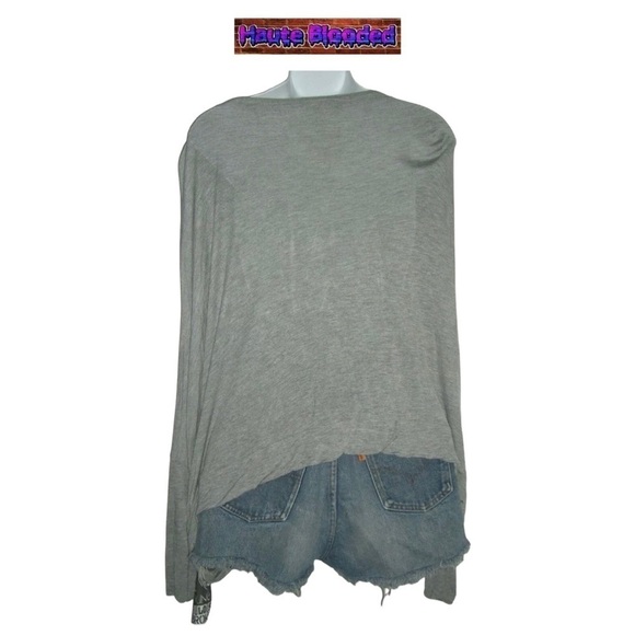 Young Fabulous & Broke Blouse Heathered Gray Jewel Neckline Bling Modal OSFA NWT - Picture 4 of 9